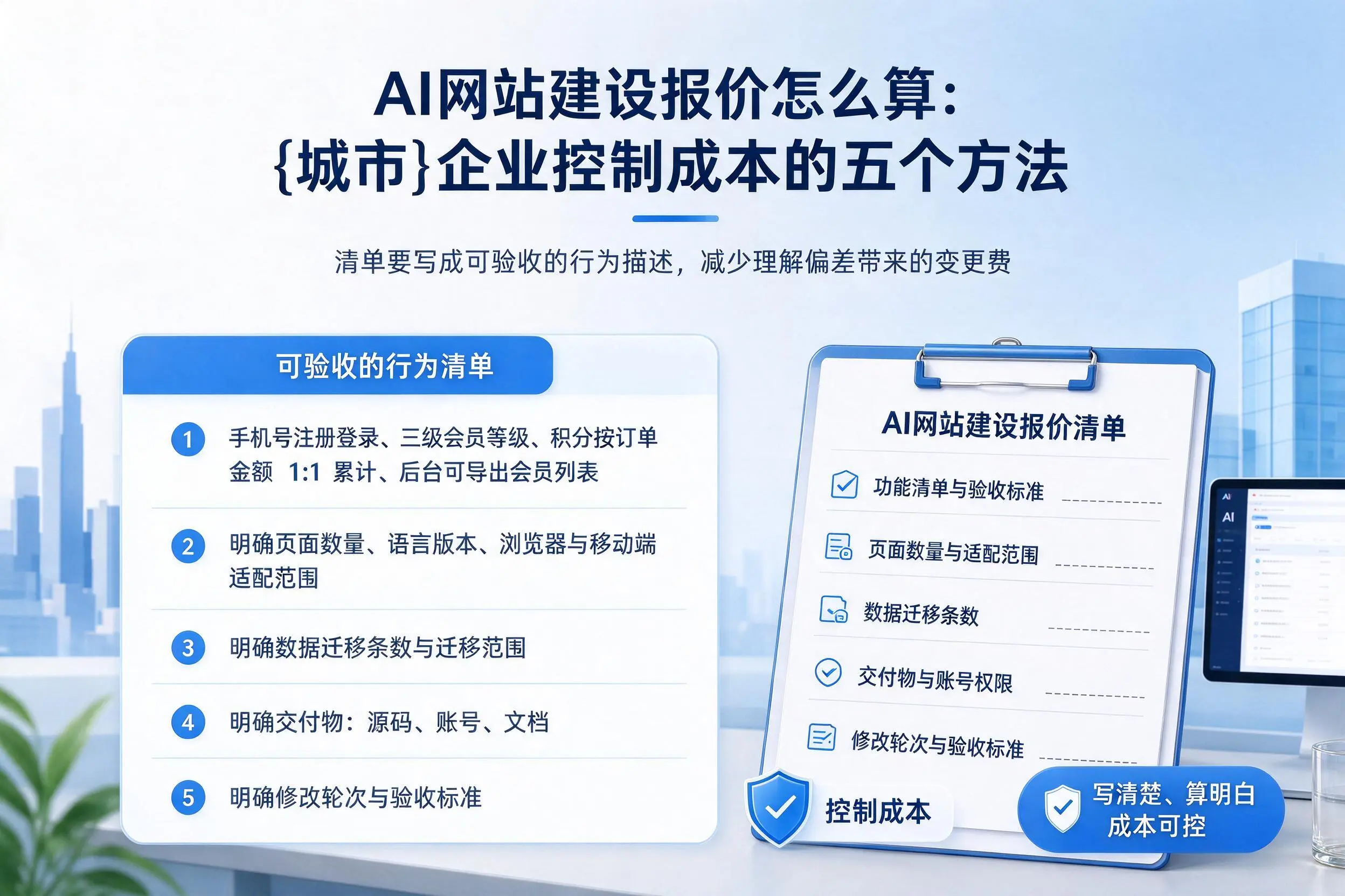 AI网站建设报价怎么算：张掖企业控制成本的五个方法
